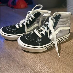 Vans Kids Sk8-Hi High-Top Sneakers - Black & Gray with Checkerboard Trim